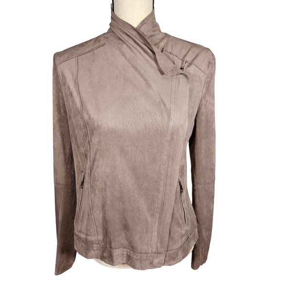 Kut From The Kloth Faux Seude Zip Up Jacket, Grey, Medium - Picture 2 of 16